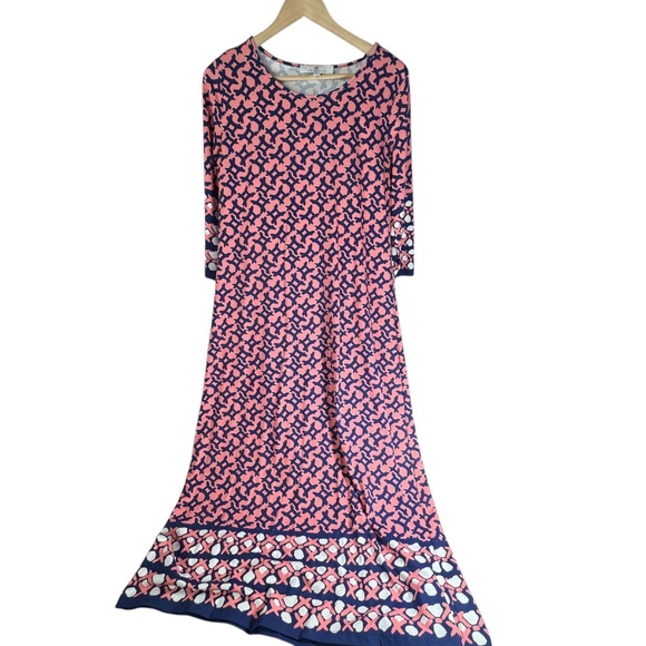 Jean-Pierre Klifa Athena Women's Midi Dress English Garden Pink Sz L - Picture 2 of 7